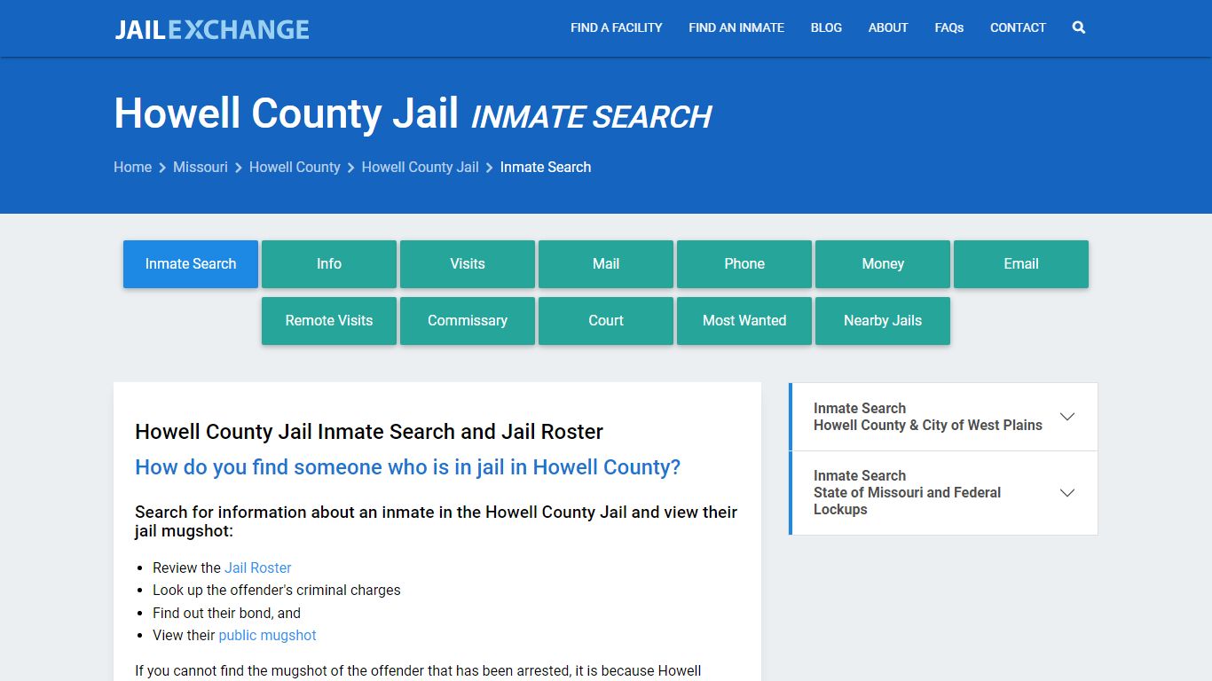 Inmate Search: Roster & Mugshots - Howell County Jail, MO